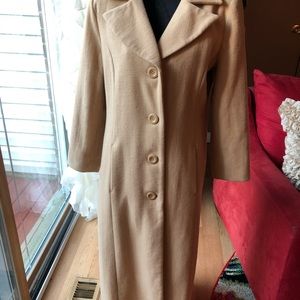 Metrostyle wool coat 48 inches long. Camel color.